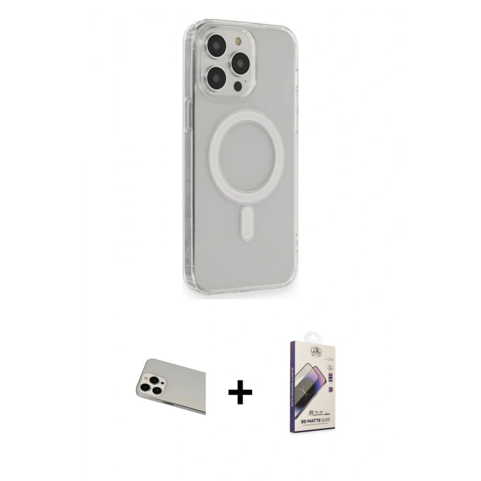 MARSİLYAN™- iPhone 13 Pro Max Kılıf Pusula Çizgi Koleksiyonu - Siyah Bilvis 3D Mat Cam Ekran Koruyucu + Rainbow Kamera Lens Koruma Cam - BZ
