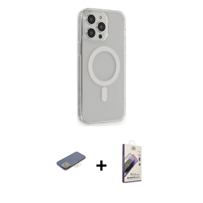 MARSİLYAN™- iPhone 13 Pro Max Kılıf Pusula Çizgi Koleksiyonu - Siyah Bilvis 3D Mat Cam Ekran Koruyucu + Renkli Kamera Lens Koruma Cam - SI