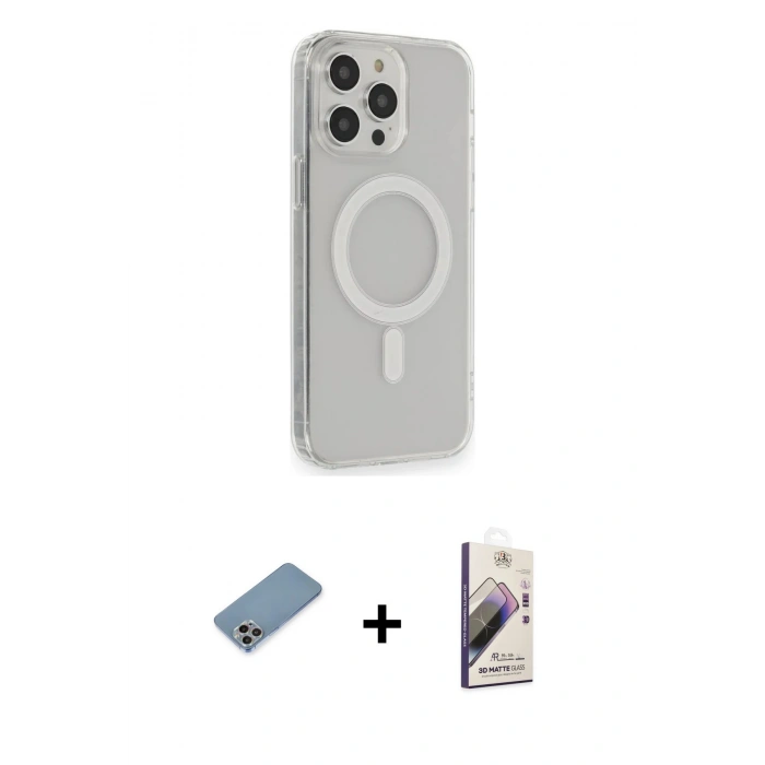 MARSİLYAN™- iPhone 13 Pro Max Kılıf Pusula Çizgi Koleksiyonu - Siyah Bilvis 3D Mat Cam Ekran Koruyucu + Shine Kamera Lens Koruma Cam - GI