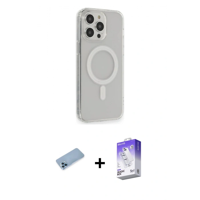 MARSİLYAN™- iPhone 13 Pro Max Kılıf Pusula Çizgi Koleksiyonu - Siyah Bilvis 5in1 3D Magic Cam Ekran Koruyucu + Shine Kamera Lens Koruma Cam - MI