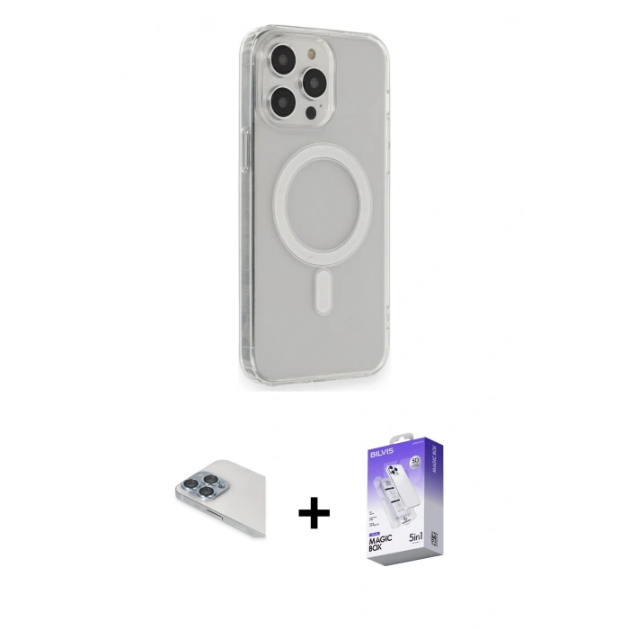 MARSİLYAN™- iPhone 13 Pro Max Kılıf Pusula Çizgi Koleksiyonu - Siyah Bilvis 5in1 3D Magic Cam Ekran Koruyucu + Pers Alüminyum Kamera Lens - SABE
