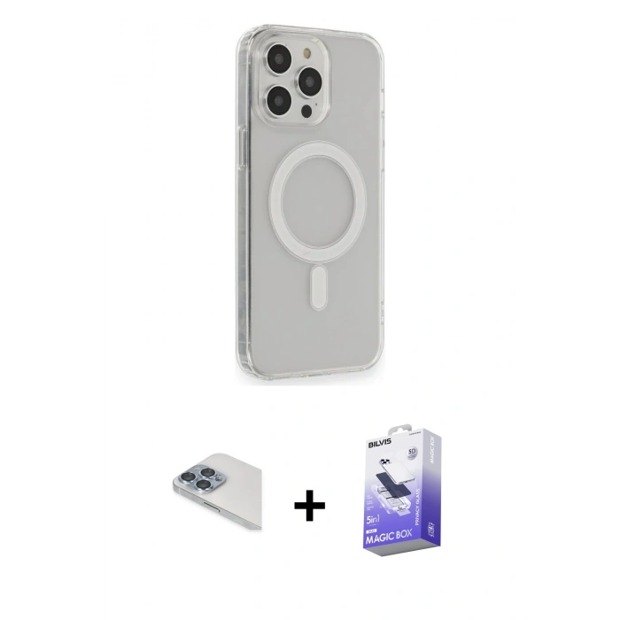 MARSİLYAN™- iPhone 13 Pro Max Kılıf Pusula Çizgi Koleksiyonu - Siyah Bilvis 5in1 5D Magic Hayalet Cam Ekran Koruyucu + Pers Alüminyum Kamera Lens - SABE