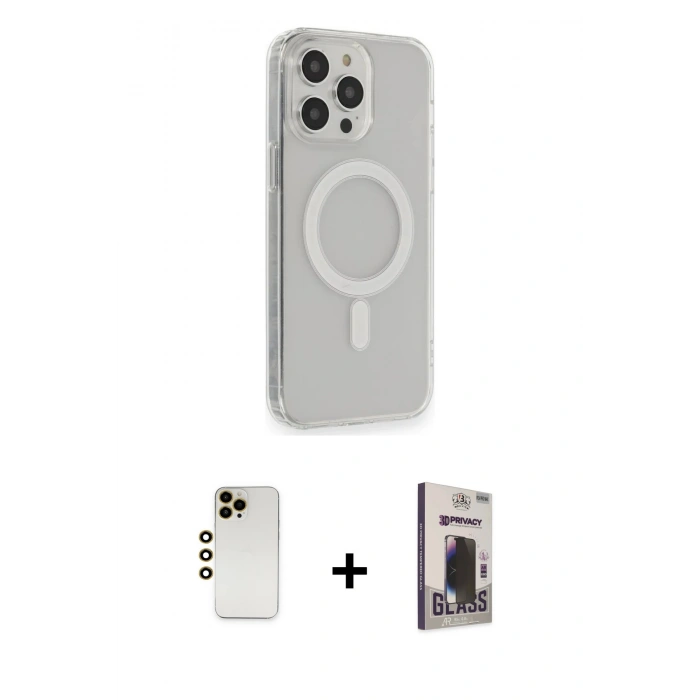 MARSİLYAN™- iPhone 13 Pro Max Kılıf Pusula Çizgi Koleksiyonu - Siyah Bilvis Hayalet Cam Ekran Koruyucu + Shine Kamera Lens - GD