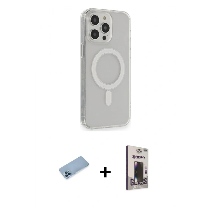MARSİLYAN™- iPhone 13 Pro Max Kılıf Pusula Çizgi Koleksiyonu - Siyah Bilvis Hayalet Cam Ekran Koruyucu + Shine Kamera Lens Koruma Cam - MI