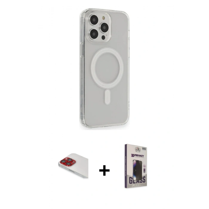 MARSİLYAN™- iPhone 13 Pro Max Kılıf Pusula Çizgi Koleksiyonu - Siyah Bilvis Hayalet Cam Ekran Koruyucu + Pers Alüminyum Kamera Lens - KI