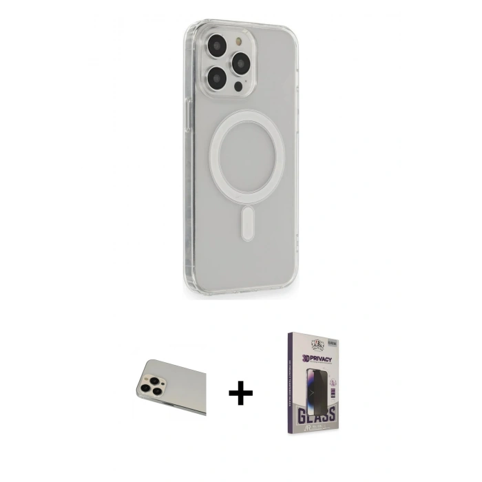 MARSİLYAN™- iPhone 13 Pro Max Kılıf Pusula Çizgi Koleksiyonu - Siyah Bilvis Hayalet Cam Ekran Koruyucu + Rainbow Kamera Lens Koruma Cam - REGD