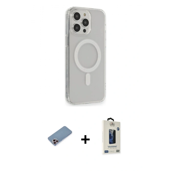 MARSİLYAN™- iPhone 13 Pro Max Kılıf Pusula Çizgi Koleksiyonu - Siyah Bilvis Hayalet Cam Ekran Koruyucu + Shine Kamera Lens Koruma Cam - PE