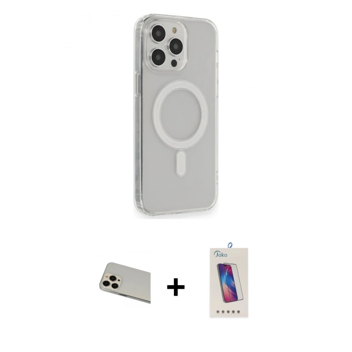 MARSİLYAN™- iPhone 13 Pro Max Kılıf Pusula Çizgi Koleksiyonu - Siyah Joko 5D Cam + Rainbow Kamera Lens Koruma Cam - REGD
