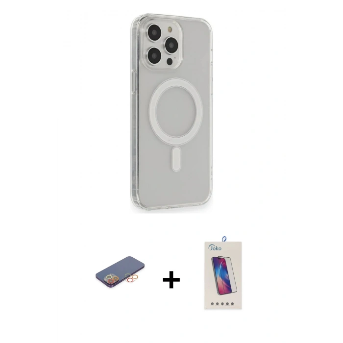 MARSİLYAN™- iPhone 13 Pro Max Kılıf Pusula Çizgi Koleksiyonu - Siyah Joko 5D Cam + Renkli Kamera Lens Koruma Cam - TU