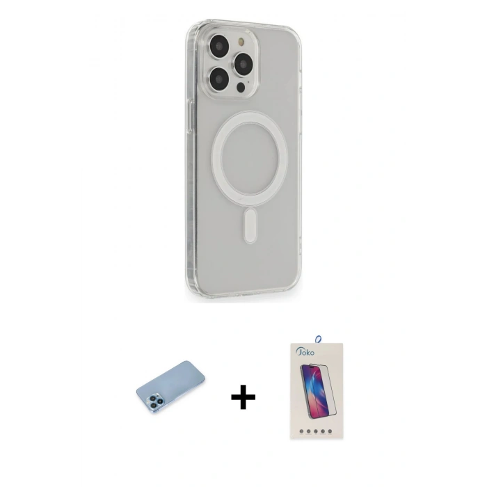 MARSİLYAN™- iPhone 13 Pro Max Kılıf Pusula Çizgi Koleksiyonu - Siyah Joko 5D Cam + Shine Kamera Lens Koruma Cam - MI