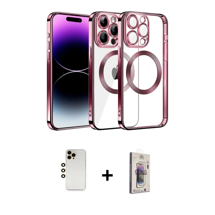 MARSİLYAN™- iPhone 13 Pro Max Kılıf Pusula Form - Siyah Bilvis 3D Cam Ekran Koruyucu + Shine Kamera Lens - GD