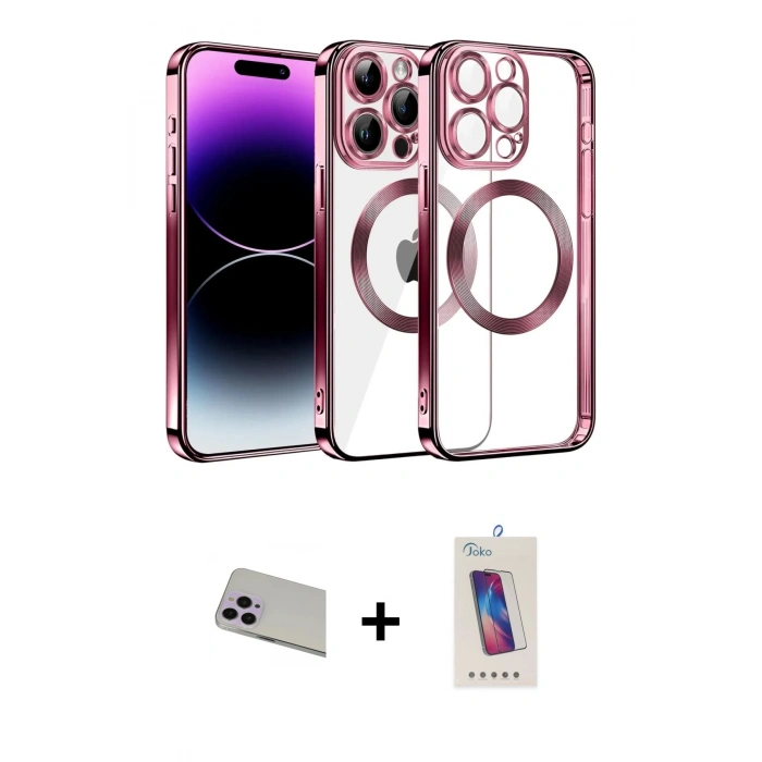 MARSİLYAN™- iPhone 13 Pro Max Kılıf Pusula Form - Siyah Joko 5D Cam + Rainbow Kamera Lens Koruma Cam - MR