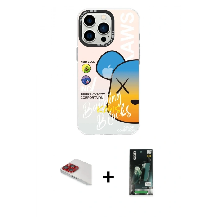 MARSİLYAN™- iPhone 13 Pro Max Kılıf Siluet Çizgi Koleksiyonu - Şeffaf 360 Full Body Arka Koruyucu + Pers Alüminyum Kamera Lens - KI