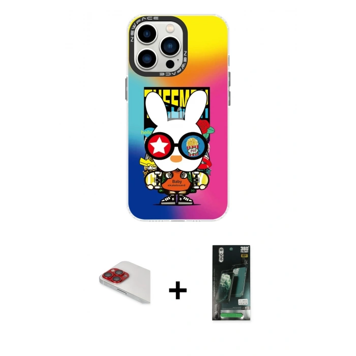 MARSİLYAN™- iPhone 13 Pro Max Kılıf Siluet Çizgi Koleksiyonu - Şeffaf 360 Full Body Arka Koruyucu + Pers Alüminyum Kamera Lens - KI