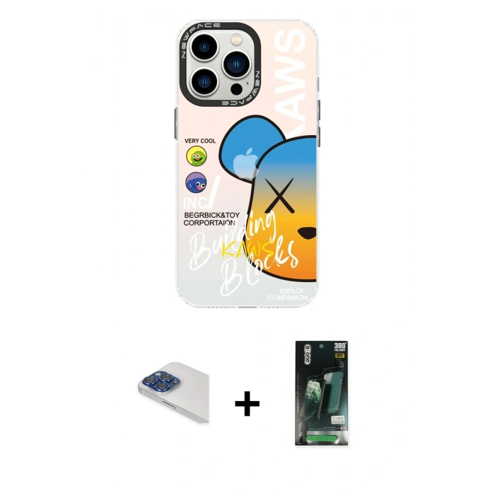 MARSİLYAN™- iPhone 13 Pro Max Kılıf Siluet Çizgi Koleksiyonu - Şeffaf 360 Full Body Arka Koruyucu + Pers Alüminyum Kamera Lens - LT