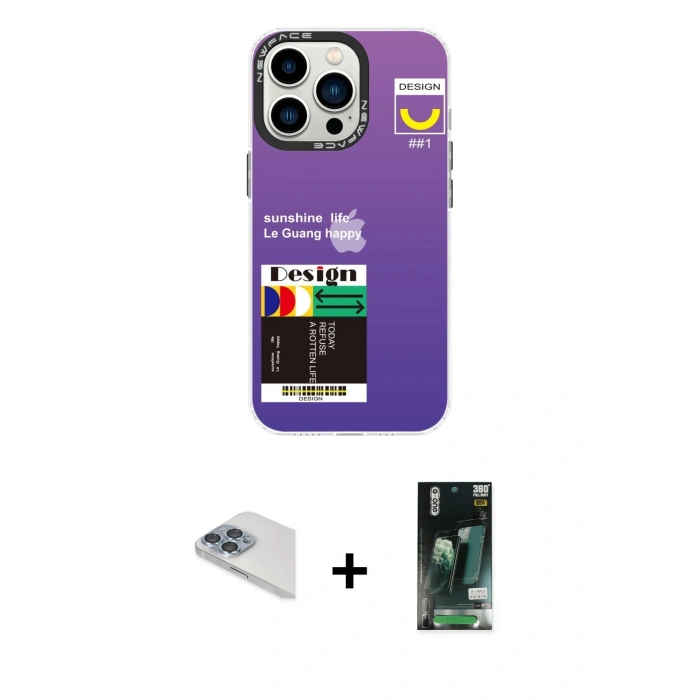 MARSİLYAN™- iPhone 13 Pro Max Kılıf Siluet Çizgi Koleksiyonu - Şeffaf 360 Full Body Arka Koruyucu + Pers Alüminyum Kamera Lens - SABE