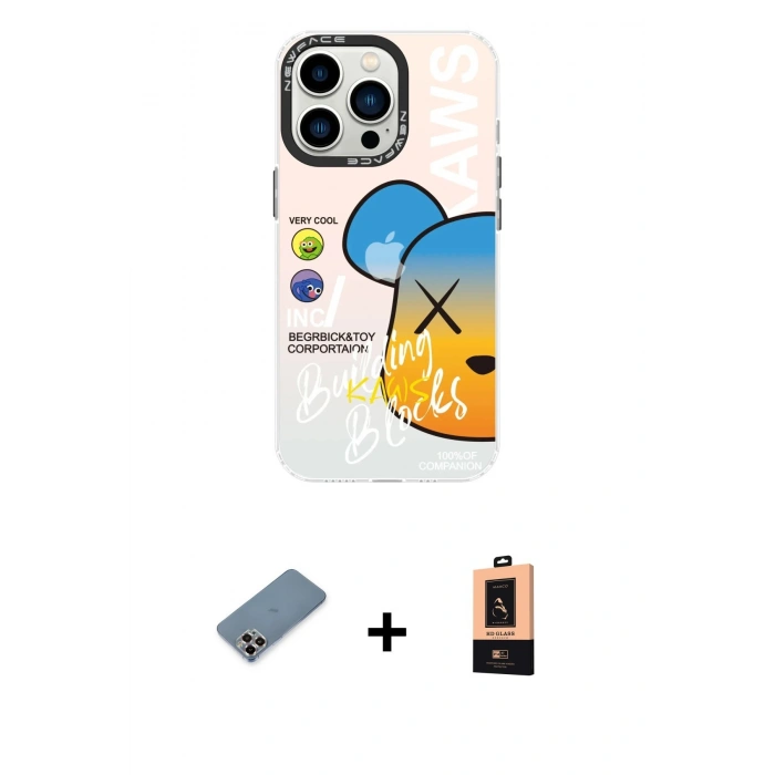 MARSİLYAN™- iPhone 13 Pro Max Kılıf Siluet Çizgi Koleksiyonu - Şeffaf Maxco Cam Ekran Koruyucu + Metal Kamera Lens Koruma Cam - MR