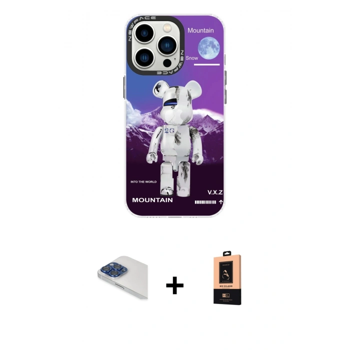 MARSİLYAN™- iPhone 13 Pro Max Kılıf Siluet Çizgi Koleksiyonu - Şeffaf Maxco Cam Ekran Koruyucu + Pers Alüminyum Kamera Lens - LT