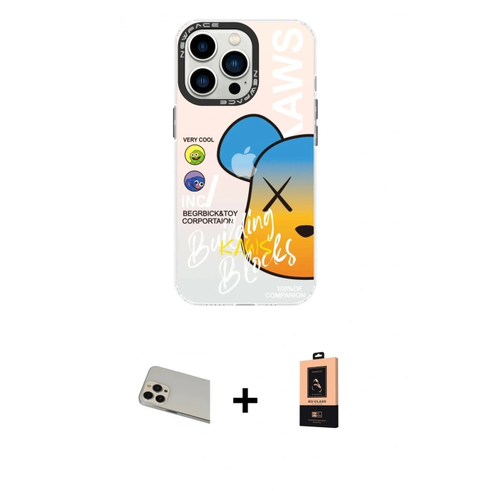 MARSİLYAN™- iPhone 13 Pro Max Kılıf Siluet Çizgi Koleksiyonu - Şeffaf Maxco Cam Ekran Koruyucu + Rainbow Kamera Lens Koruma Cam - REGD