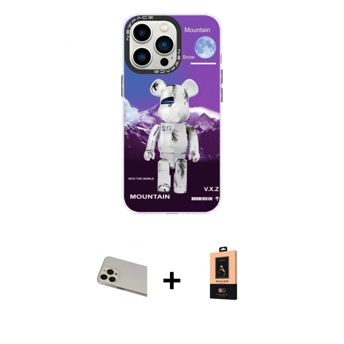 MARSİLYAN™- iPhone 13 Pro Max Kılıf Siluet Çizgi Koleksiyonu - Şeffaf Maxco Cam Ekran Koruyucu + Rainbow Kamera Lens Koruma Cam - REGD