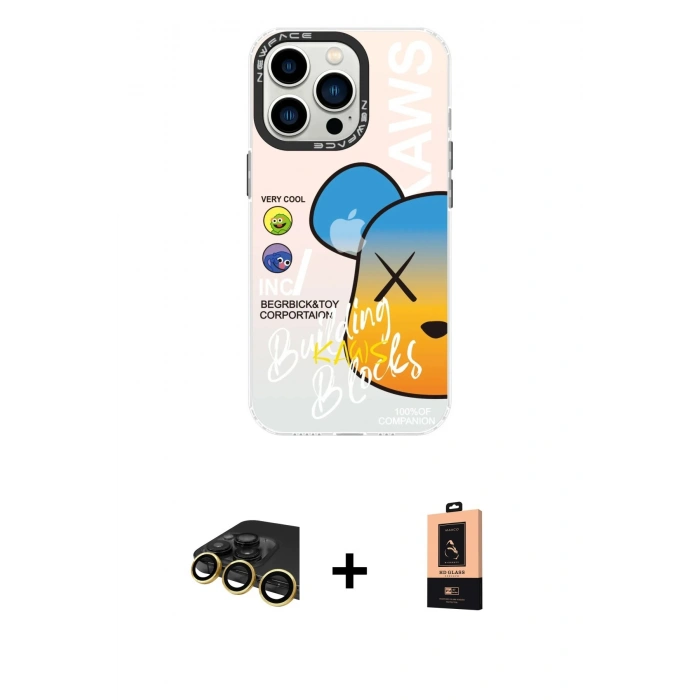 MARSİLYAN™- iPhone 13 Pro Max Kılıf Siluet Çizgi Koleksiyonu - Şeffaf Maxco Cam Ekran Koruyucu + Raze Metal Kamera Lens - GD