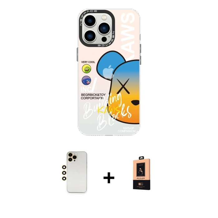MARSİLYAN™- iPhone 13 Pro Max Kılıf Siluet Çizgi Koleksiyonu - Şeffaf Maxco Cam Ekran Koruyucu + Shine Kamera Lens - GD