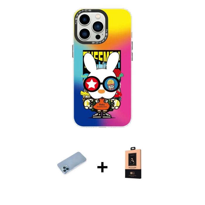 MARSİLYAN™- iPhone 13 Pro Max Kılıf Siluet Çizgi Koleksiyonu - Şeffaf Maxco Cam Ekran Koruyucu + Shine Kamera Lens Koruma Cam - MI