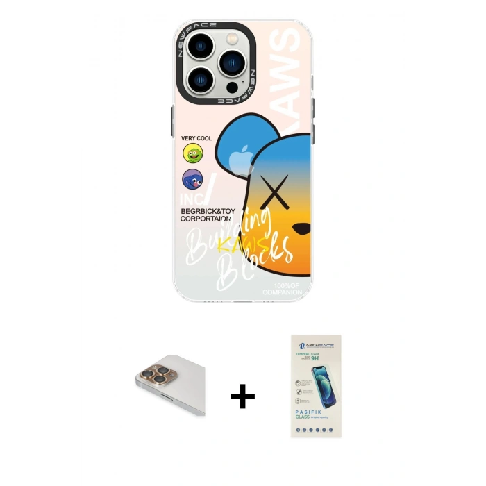 MARSİLYAN™- iPhone 13 Pro Max Kılıf Siluet Çizgi Koleksiyonu - Şeffaf Pasifik Cam Ekran Koruyucu + Pers Alüminyum Kamera Lens - GD