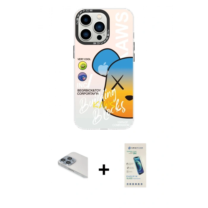 MARSİLYAN™- iPhone 13 Pro Max Kılıf Siluet Çizgi Koleksiyonu - Şeffaf Pasifik Cam Ekran Koruyucu + Pers Alüminyum Kamera Lens - SABE