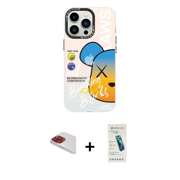MARSİLYAN™- iPhone 13 Pro Max Kılıf Siluet Çizgi Koleksiyonu - Şeffaf Pasifik Cam Ekran Koruyucu + Pers Alüminyum Kamera Lens - KI