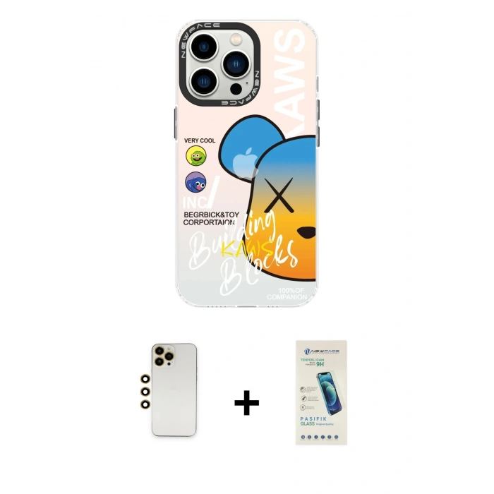 MARSİLYAN™- iPhone 13 Pro Max Kılıf Siluet Çizgi Koleksiyonu - Şeffaf Pasifik Cam Ekran Koruyucu + Shine Kamera Lens - GD