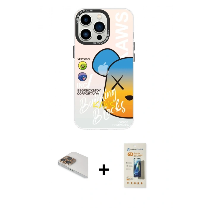 MARSİLYAN™- iPhone 13 Pro Max Kılıf Siluet Çizgi Koleksiyonu - Siyah 6D Mat Seramik Hayalet Nano Ekran Koruyucu + Pers Alüminyum Kamera Lens - GD
