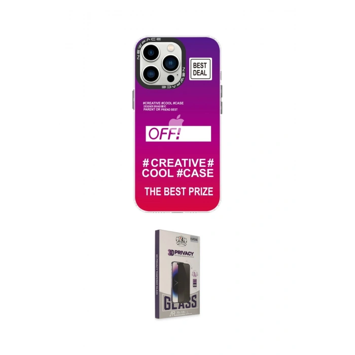 MARSİLYAN™- iPhone 13 Pro Max Kılıf Siluet Çizgi Koleksiyonu - Siyah Bilvis Hayalet Cam Ekran Koruyucu