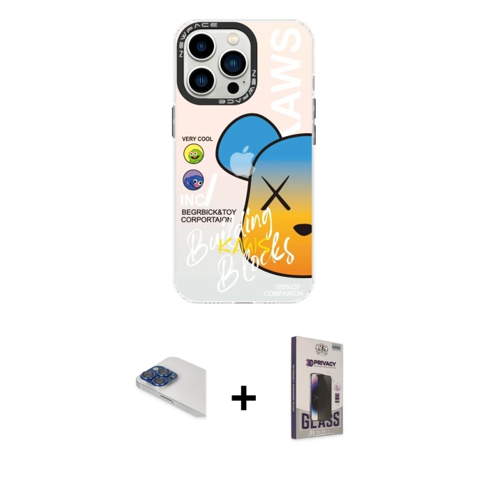 MARSİLYAN™- iPhone 13 Pro Max Kılıf Siluet Çizgi Koleksiyonu - Siyah Bilvis Hayalet Cam Ekran Koruyucu + Pers Alüminyum Kamera Lens - LT