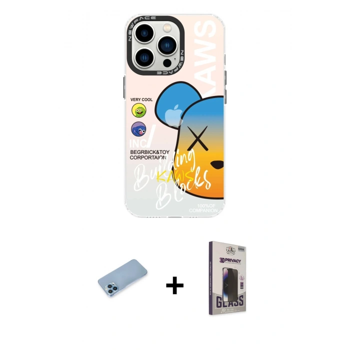 MARSİLYAN™- iPhone 13 Pro Max Kılıf Siluet Çizgi Koleksiyonu - Siyah Bilvis Hayalet Cam Ekran Koruyucu + Shine Kamera Lens Koruma Cam - MI
