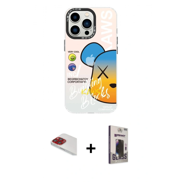 MARSİLYAN™- iPhone 13 Pro Max Kılıf Siluet Çizgi Koleksiyonu - Siyah Bilvis Hayalet Cam Ekran Koruyucu + Pers Alüminyum Kamera Lens - KI