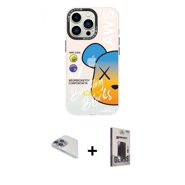 MARSİLYAN™- iPhone 13 Pro Max Kılıf Siluet Çizgi Koleksiyonu - Siyah Bilvis Hayalet Cam Ekran Koruyucu + Pers Alüminyum Kamera Lens - SABE