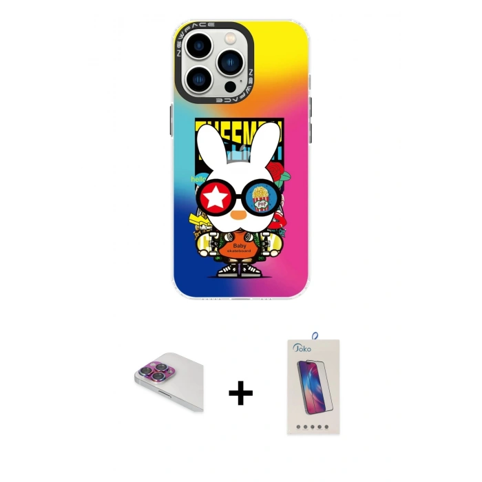 MARSİLYAN™- iPhone 13 Pro Max Kılıf Siluet Çizgi Koleksiyonu - Siyah Joko 5D Cam + Pers Alüminyum Kamera Lens - GI