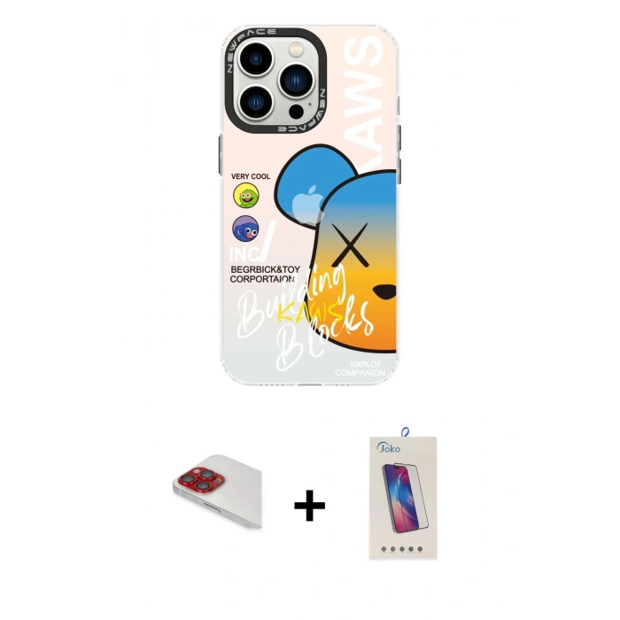 MARSİLYAN™- iPhone 13 Pro Max Kılıf Siluet Çizgi Koleksiyonu - Siyah Joko 5D Cam + Pers Alüminyum Kamera Lens - KI
