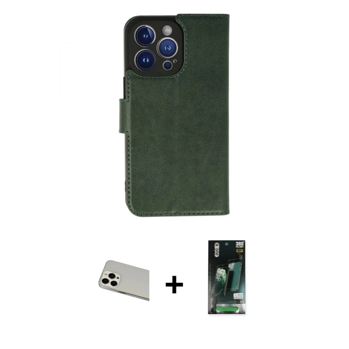 MARSİLYAN™- iPhone 13 Pro Max Kılıf Siluet Işık Serisi - Şeffaf 360 Full Body Arka Koruyucu + Rainbow Kamera Lens Koruma Cam - BZ