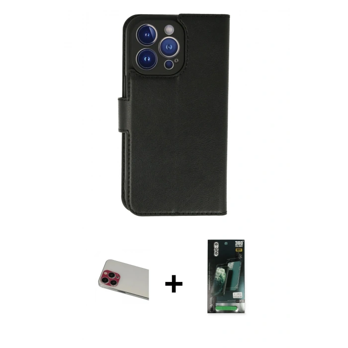 MARSİLYAN™- iPhone 13 Pro Max Kılıf Siluet Işık Serisi - Şeffaf 360 Full Body Arka Koruyucu + Kırmızı Rainbow Kamera Lens Koruma Cam