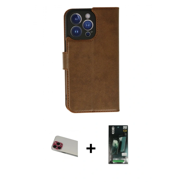 MARSİLYAN™- iPhone 13 Pro Max Kılıf Siluet Işık Serisi - Şeffaf 360 Full Body Arka Koruyucu + Kırmızı Rainbow Kamera Lens Koruma Cam