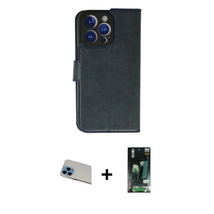 MARSİLYAN™- iPhone 13 Pro Max Kılıf Siluet Işık Serisi - Şeffaf 360 Full Body Arka Koruyucu + Rainbow Kamera Lens Koruma Cam - MI