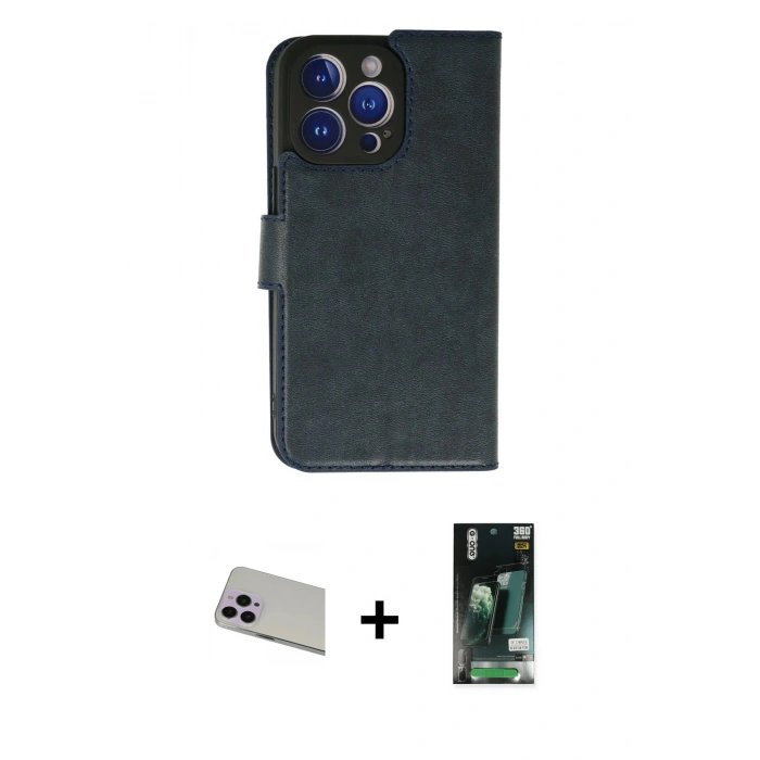 MARSİLYAN™- iPhone 13 Pro Max Kılıf Siluet Işık Serisi - Şeffaf 360 Full Body Arka Koruyucu + Rainbow Kamera Lens Koruma Cam - MR