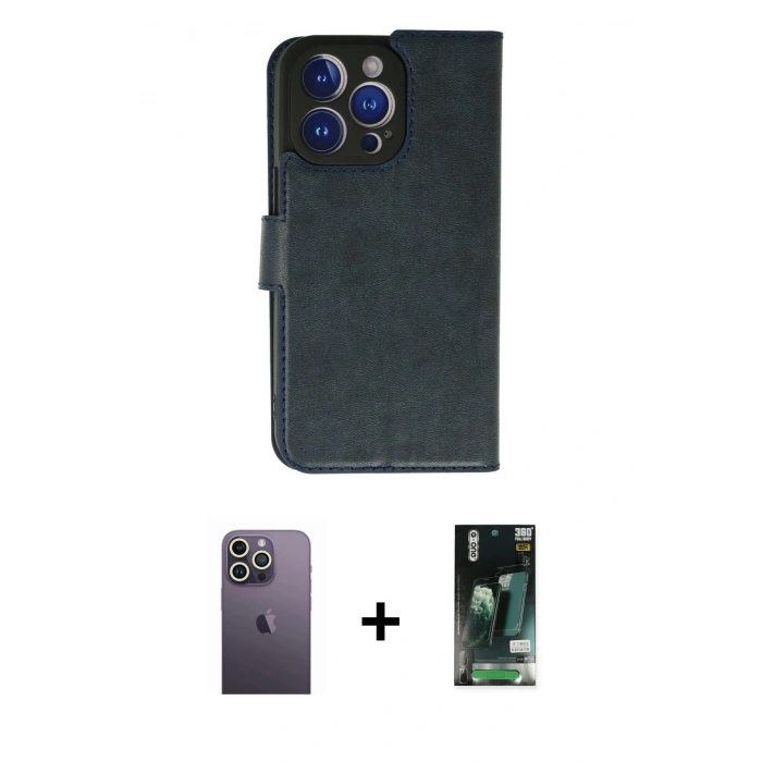 MARSİLYAN™- iPhone 13 Pro Max Kılıf Siluet Işık Serisi - Şeffaf 360 Full Body Arka Koruyucu + Neon Fosforlu Kamera Lens - BZ