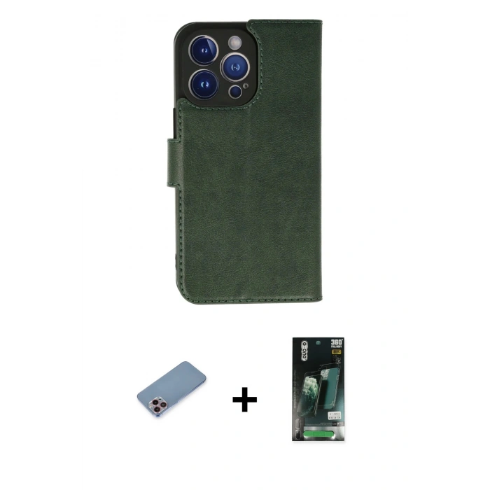 MARSİLYAN™- iPhone 13 Pro Max Kılıf Siluet Işık Serisi - Şeffaf 360 Full Body Arka Koruyucu + Pembe Shine Kamera Lens Koruma Cam