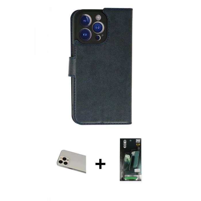 MARSİLYAN™- iPhone 13 Pro Max Kılıf Siluet Işık Serisi - Şeffaf 360 Full Body Arka Koruyucu + Rainbow Kamera Lens Koruma Cam - REGD