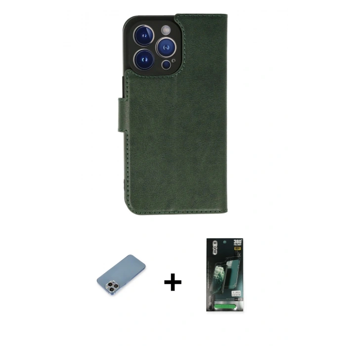 MARSİLYAN™- iPhone 13 Pro Max Kılıf Siluet Işık Serisi - Şeffaf 360 Full Body Arka Koruyucu + Shine Kamera Lens Koruma Cam - GI