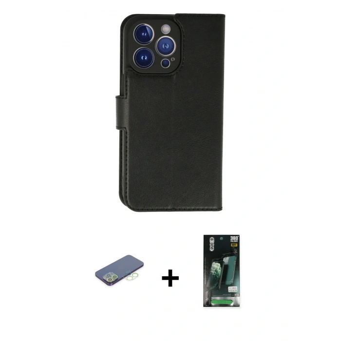 MARSİLYAN™- iPhone 13 Pro Max Kılıf Siluet Işık Serisi - Şeffaf 360 Full Body Arka Koruyucu + Renkli Kamera Lens Koruma Cam - YL