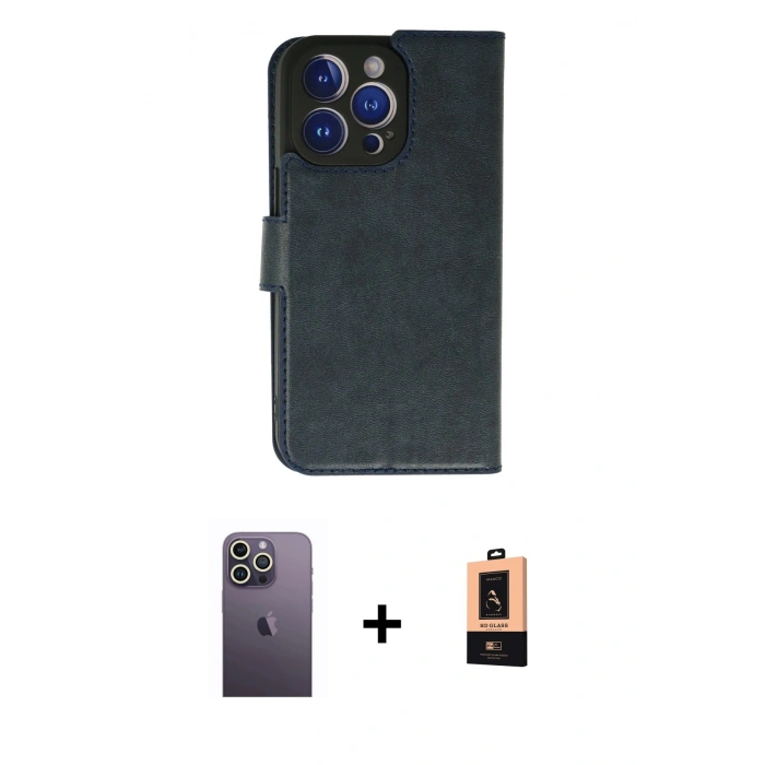 MARSİLYAN™- iPhone 13 Pro Max Kılıf Siluet Işık Serisi - Şeffaf Maxco Cam Ekran Koruyucu + Beyaz Neon Fosforlu Kamera Lens